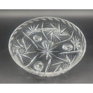 VTG American Brilliant Crystal Glass Hand Cut Nappy Footed Candy Nut Dish 9”